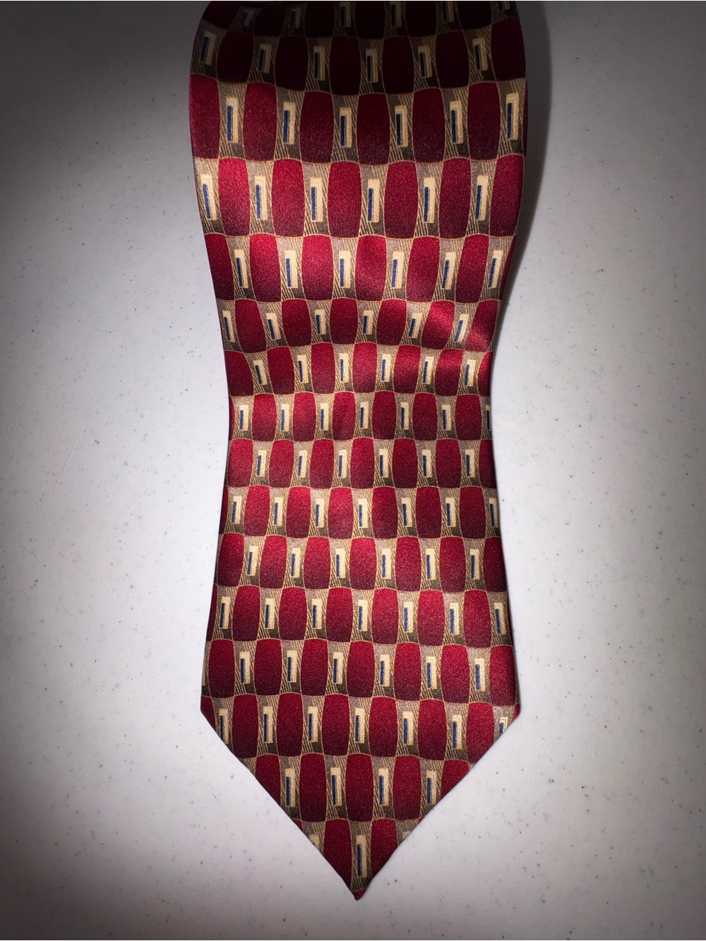 Vintage 80s 90s Cocktail Colors Men’s 100% Silk Geometric Art Deco Tie